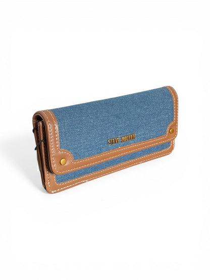 Cartera Steve Madden Denim Azul Detalles Camel – Estilo Casual Chic