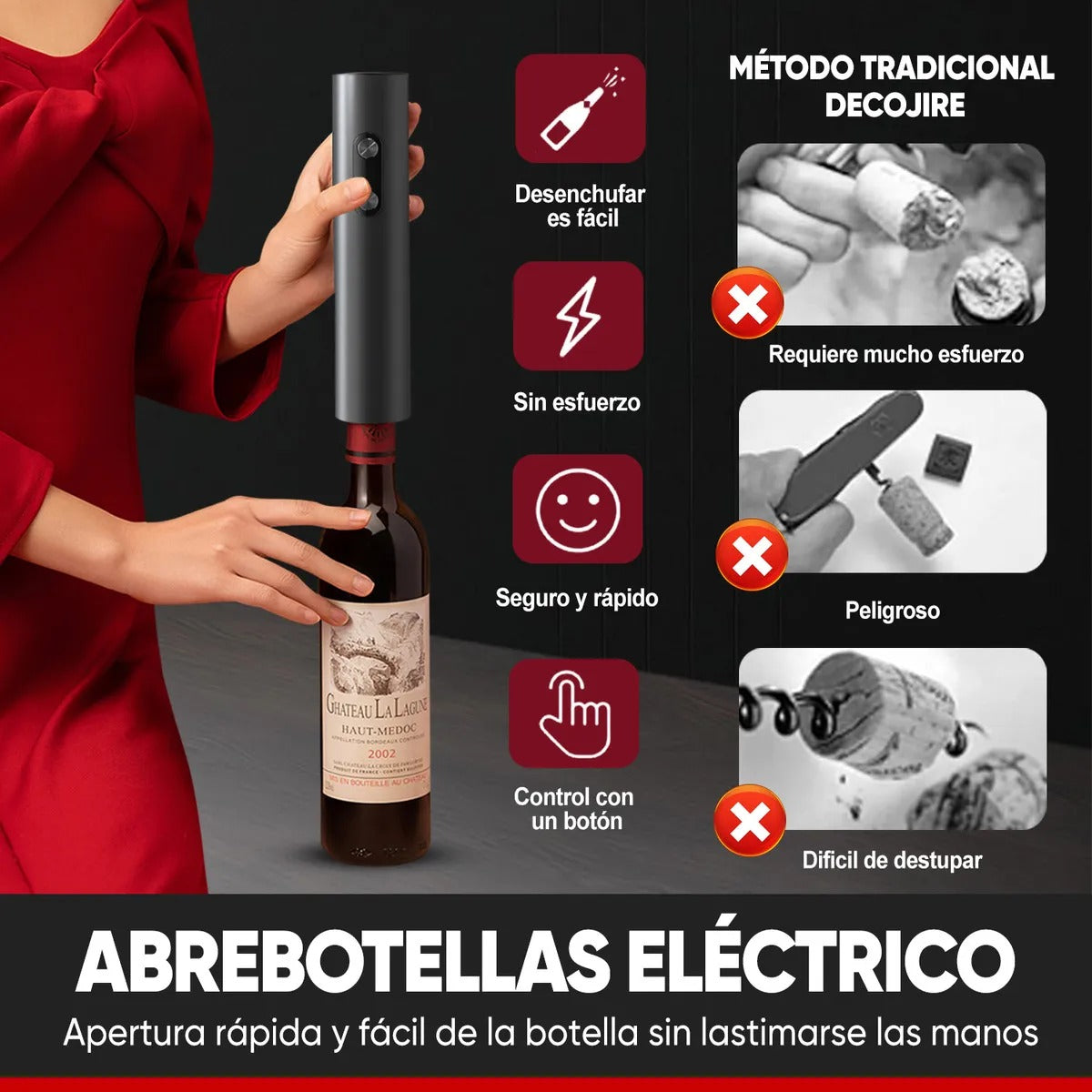 Destapador de vinos eléctrico